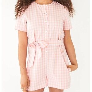 NWT ban.do Pastel Pink Picnic Plaid Gingham Romper Medium